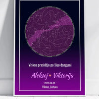 Personalizuotas žvaigždžių žemėlapis, plakatas su rėmeliu  Posteris(Plakatas) -  dovanokis.lt