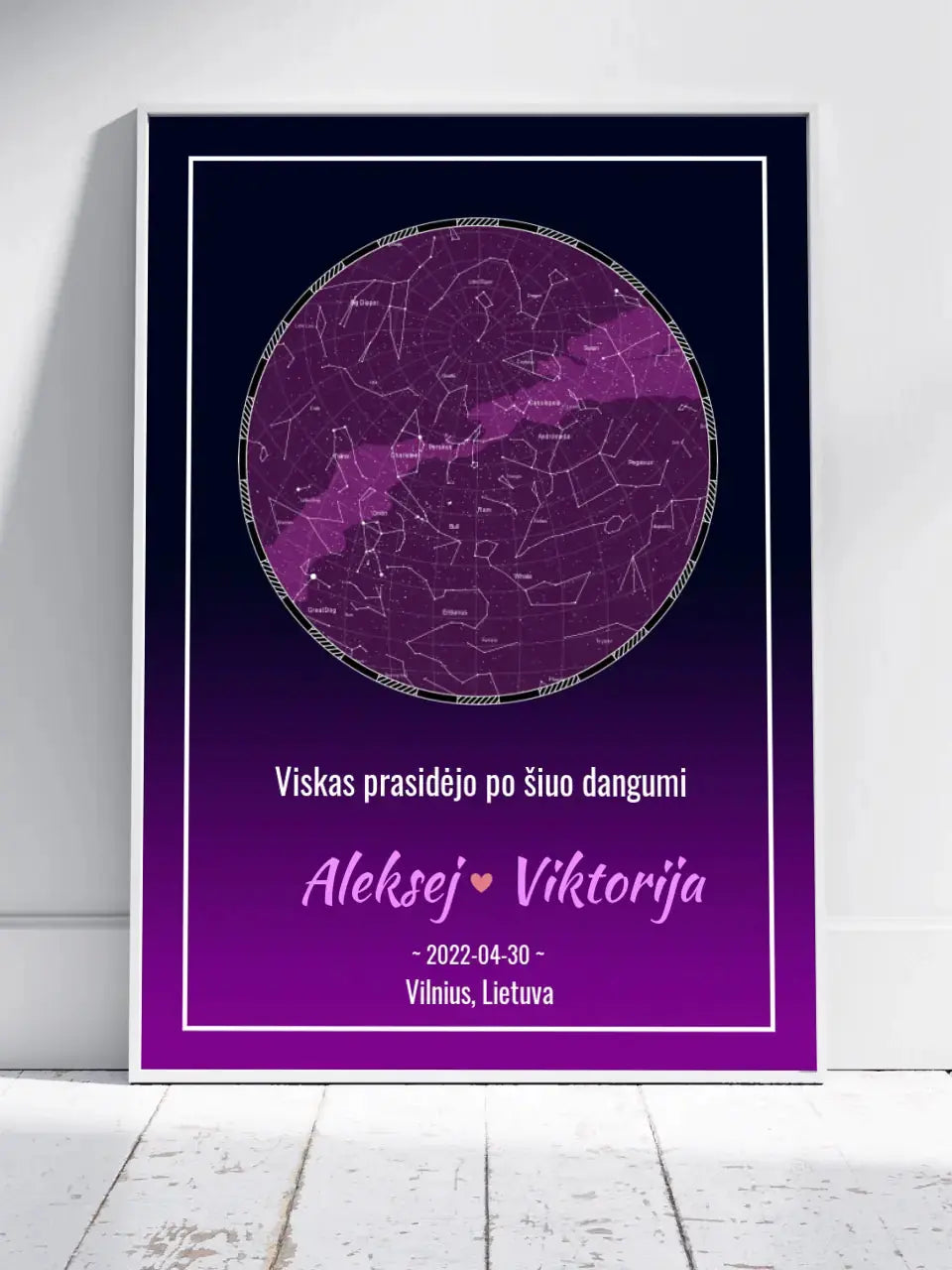 Personalizuotas žvaigždžių žemėlapis, plakatas su rėmeliu  Posteris(Plakatas) -  dovanokis.lt
