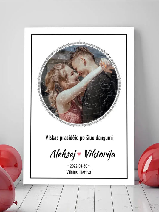 Personalizuotas žvaigždžių žemėlapis ant drobės  Drobe -  dovanokis.lt