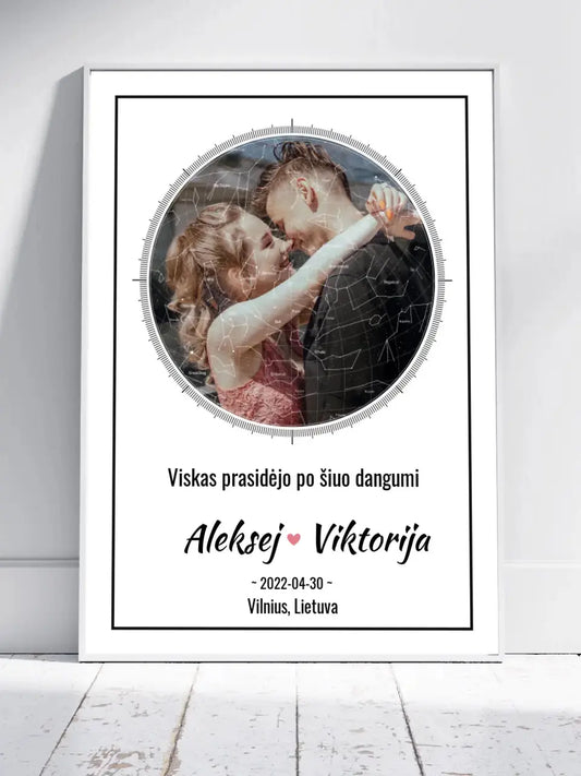 Personalizuotas žvaigždžių žemėlapis, plakatas su rėmeliu  Posteris(Plakatas) -  dovanokis.lt