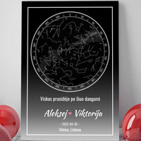 Personalizuotas žvaigždžių žemėlapis ant drobės  Drobe -  dovanokis.lt