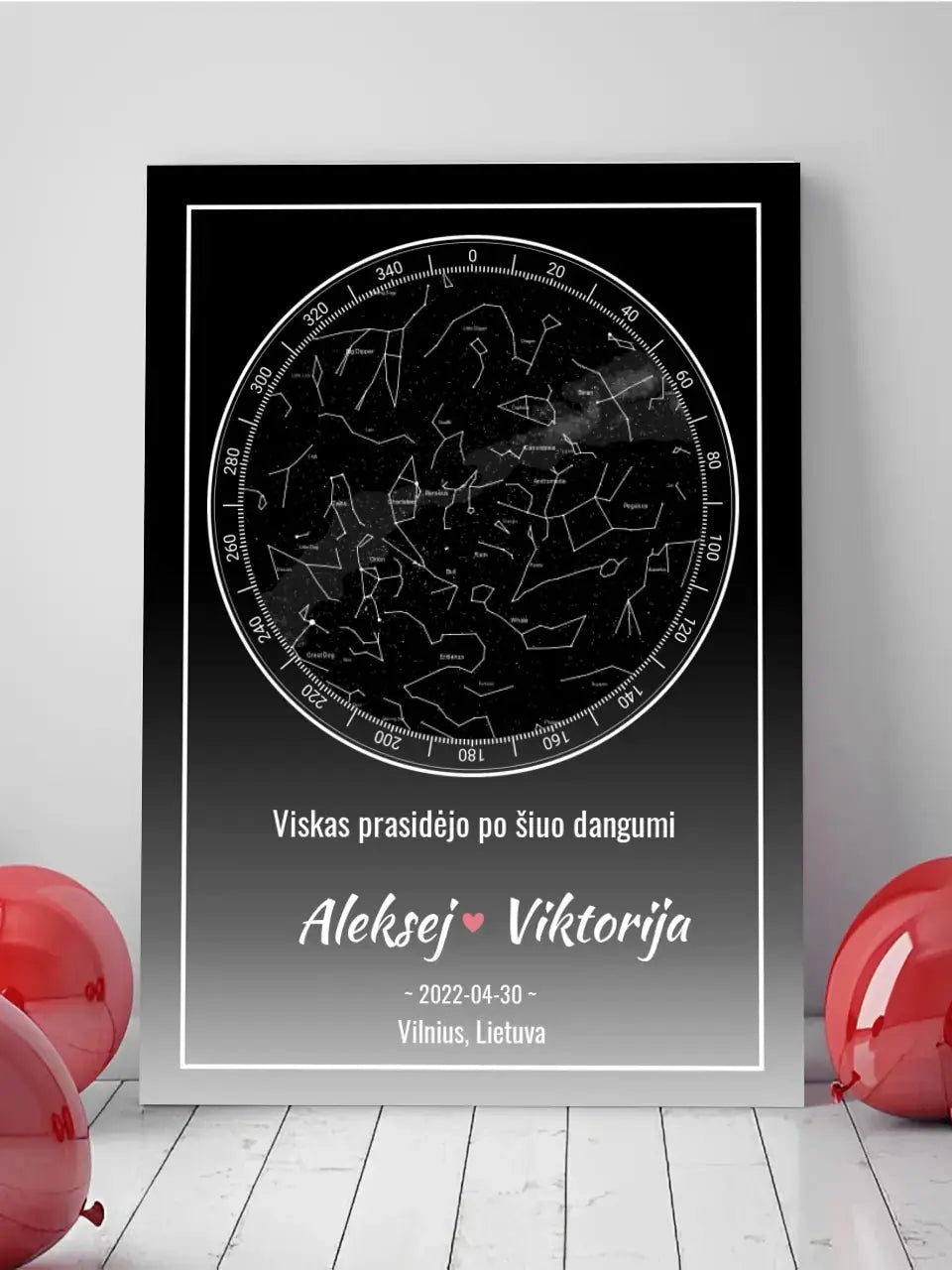 Personalizuotas žvaigždžių žemėlapis ant drobės  Drobe -  dovanokis.lt