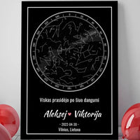 Personalizuotas žvaigždžių žemėlapis ant drobės  Drobe -  dovanokis.lt