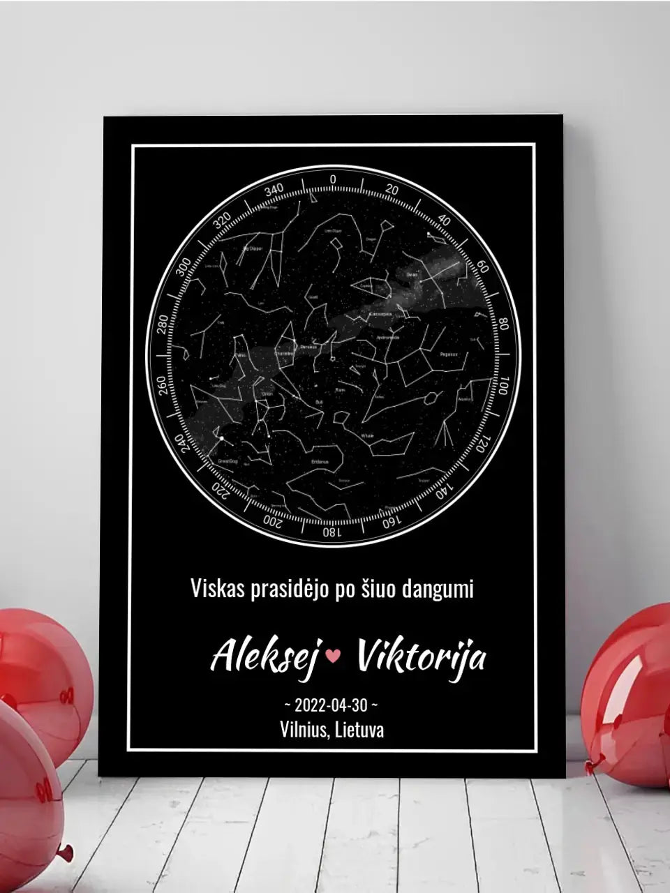 Personalizuotas žvaigždžių žemėlapis ant drobės  Drobe -  dovanokis.lt