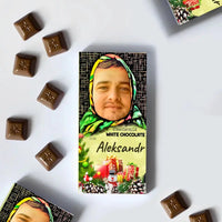 Personalizuotas "Alionka" šokoladas su jūsų nuotrauka kalėdinis variantas TeeInBlue