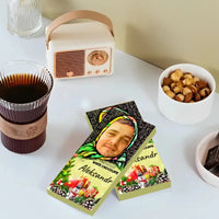 Personalizuotas "Alionka" šokoladas su jūsų nuotrauka kalėdinis variantas TeeInBlue