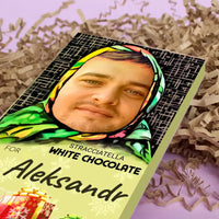 Personalizuotas "Alionka" šokoladas su jūsų nuotrauka kalėdinis variantas TeeInBlue