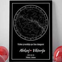 Personalizuotas žvaigždžių žemėlapis ant drobės  Drobe -  dovanokis.lt