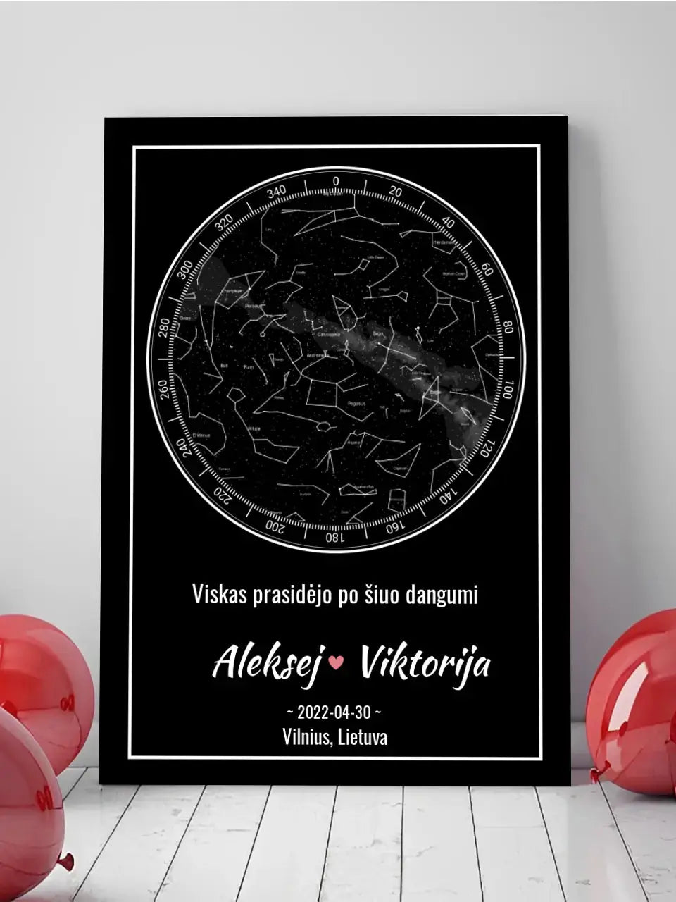 Personalizuotas žvaigždžių žemėlapis ant drobės  Drobe -  dovanokis.lt