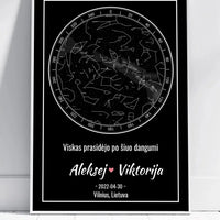 Personalizuotas žvaigždžių žemėlapis, plakatas su rėmeliu  Posteris(Plakatas) -  dovanokis.lt