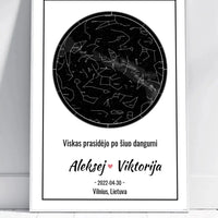 Personalizuotas žvaigždžių žemėlapis, plakatas su rėmeliu  Posteris(Plakatas) -  dovanokis.lt