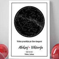 Personalizuotas žvaigždžių žemėlapis ant drobės  Drobe -  dovanokis.lt