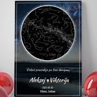 Personalizuotas žvaigždžių žemėlapis su fonu ant drobės  Drobe -  dovanokis.lt