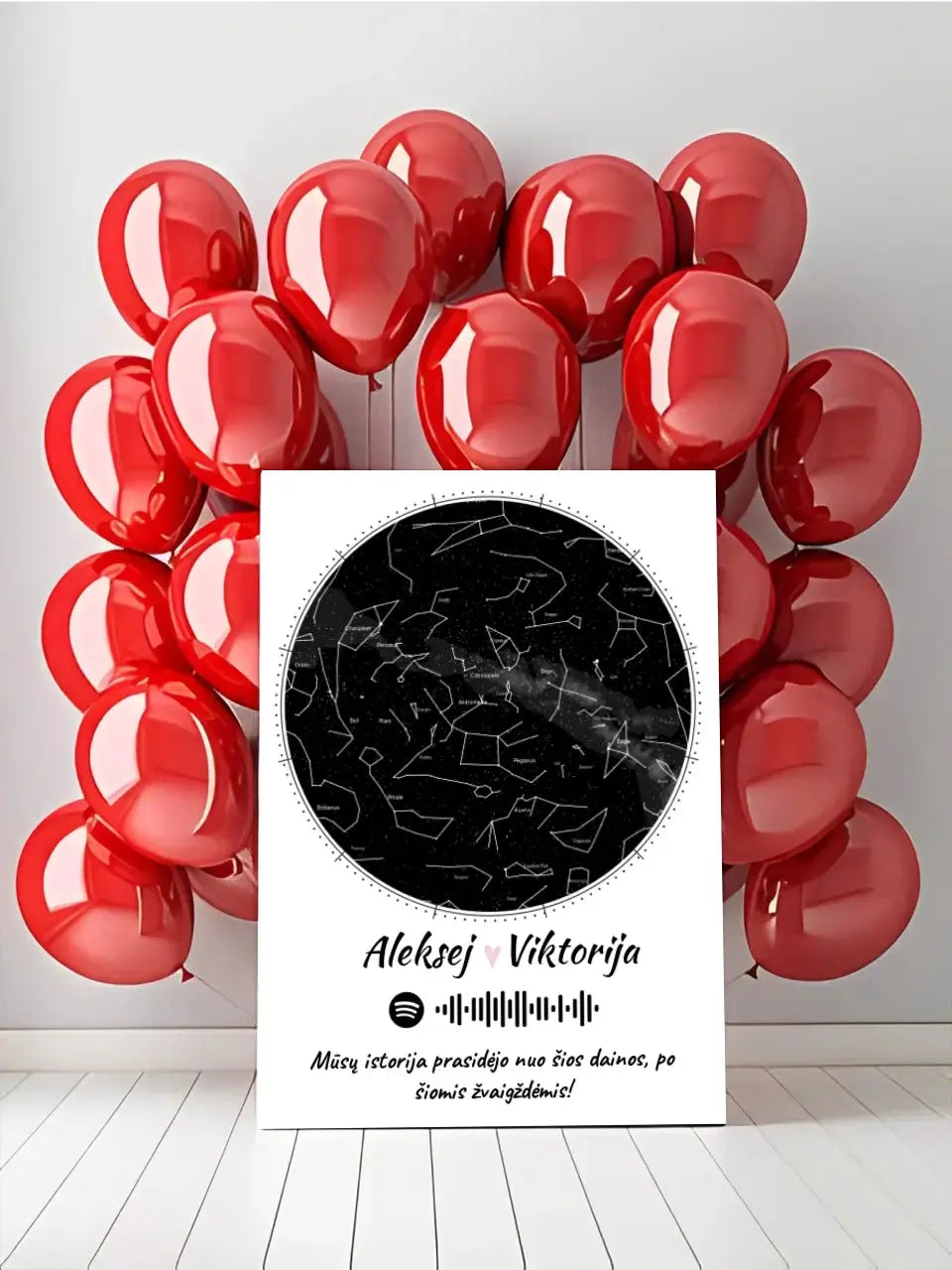 Personalizuotas žvaigždžių žemėlapis su spotify kodu ir tekstu ant drobės  Drobe -  dovanokis.lt