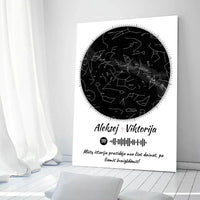 Personalizuotas žvaigždžių žemėlapis su spotify kodu ir tekstu ant drobės  Drobe -  dovanokis.lt