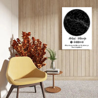 Personalizuotas žvaigždžių žemėlapis su spotify kodu ir tekstu ant drobės  Drobe -  dovanokis.lt