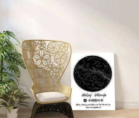 Personalizuotas žvaigždžių žemėlapis su spotify kodu ir tekstu ant drobės  Drobe -  dovanokis.lt