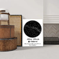 Personalizuotas žvaigždžių žemėlapis su spotify kodu ir tekstu ant drobės  Drobe -  dovanokis.lt