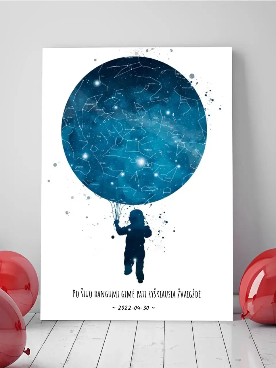 Personalizuotas vaikiškas žvaigždžių žemėlapis berniukui ant drobės  Drobe -  dovanokis.lt