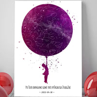 Personalizuotas vaikiškas žvaigždžių žemėlapis mergaitei ant drobės  Drobe -  dovanokis.lt