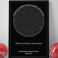 Personalizuotas žvaigždžių žemėlapis ant drobės, Nežadėk man žvaigždžių iš dangaus, pažadėk į jas žiūrėti kartu  Drobe -  dovanokis.lt