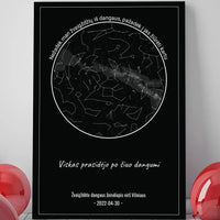 Personalizuotas žvaigždžių žemėlapis ant drobės, Nežadėk man žvaigždžių iš dangaus, pažadėk į jas žiūrėti kartu  Drobe -  dovanokis.lt