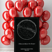 Personalizuotas žvaigždžių žemėlapis ant drobės, Nežadėk man žvaigždžių iš dangaus, pažadėk į jas žiūrėti kartu  Drobe -  dovanokis.lt