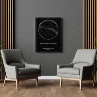 Personalizuotas žvaigždžių žemėlapis ant drobės, Nežadėk man žvaigždžių iš dangaus, pažadėk į jas žiūrėti kartu  Drobe -  dovanokis.lt