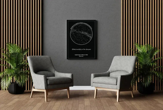 Personalizuotas žvaigždžių žemėlapis ant drobės, Nežadėk man žvaigždžių iš dangaus, pažadėk į jas žiūrėti kartu  Drobe -  dovanokis.lt