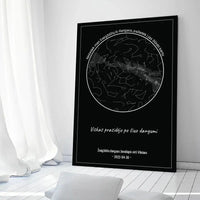 Personalizuotas žvaigždžių žemėlapis ant drobės, Nežadėk man žvaigždžių iš dangaus, pažadėk į jas žiūrėti kartu  Drobe -  dovanokis.lt