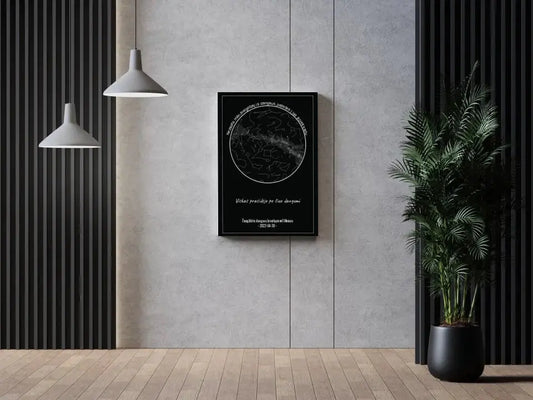 Personalizuotas žvaigždžių žemėlapis ant drobės, Nežadėk man žvaigždžių iš dangaus, pažadėk į jas žiūrėti kartu  Drobe -  dovanokis.lt