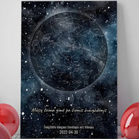 Personalizuotas žvaigždžių žemėlapisant drobės su fonu  Drobe -  dovanokis.lt