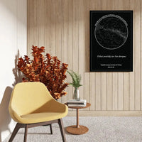 Personalizuotas žvaigždžių žemėlapis ant drobės, Nežadėk man žvaigždžių iš dangaus, pažadėk į jas žiūrėti kartu  Drobe -  dovanokis.lt