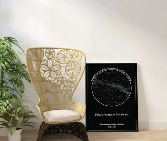 Personalizuotas žvaigždžių žemėlapis ant drobės, Nežadėk man žvaigždžių iš dangaus, pažadėk į jas žiūrėti kartu  Drobe -  dovanokis.lt