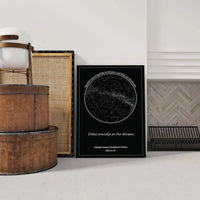 Personalizuotas žvaigždžių žemėlapis ant drobės, Nežadėk man žvaigždžių iš dangaus, pažadėk į jas žiūrėti kartu  Drobe -  dovanokis.lt