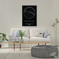 Personalizuotas žvaigždžių žemėlapis ant drobės, Nežadėk man žvaigždžių iš dangaus, pažadėk į jas žiūrėti kartu  Drobe -  dovanokis.lt