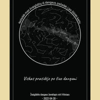 Personalizuotas žvaigždžių žemėlapis ant drobės, Nežadėk man žvaigždžių iš dangaus, pažadėk į jas žiūrėti kartu  Drobe -  dovanokis.lt