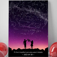 Personalizuotas viso spektro žvaigždžių žemėlapis ant drobės, su Šeimos pasirinktu siluetu  Drobe -  dovanokis.lt