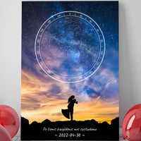 Personalizuotas žvaigždžių žemėlapis ant drobės, su vestuvių dienos pasirinktu siluetu  Drobe -  dovanokis.lt