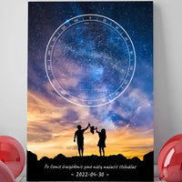 Personalizuotas žvaigždžių žemėlapis ant drobės, su šeimos pasirinktu siluetu  Drobe -  dovanokis.lt