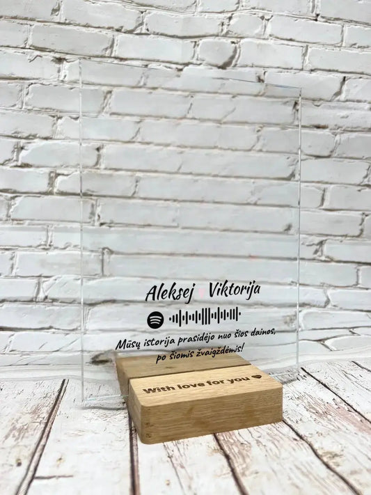 Personalizuotas žvaigždžių žemėlapis, stiklinis posteris, su spotify kodu TeeInBlue