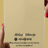 Personalizuotas žvaigždžių žemėlapis, stiklinis posteris, su spotify kodu TeeInBlue