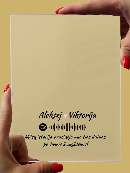 Personalizuotas žvaigždžių žemėlapis, stiklinis posteris, su spotify kodu TeeInBlue