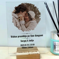 Personalizuotas žvaigždžiu žemėlapio stiklinis posteris su forma ir jūsų nuotrauka TeeInBlue