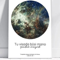 Personalizuotas žvaigždžių žemėlapis, plakatas su rėmeliu, Tu visada būsi mano spindinti žvaigždė  Poster -  dovanokis.lt