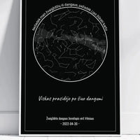 Personalizuotas žvaigždžių žemėlapis, plakatas su rėmeliu, Nežadėk man žvaigždžių iš dangaus, pažadėk į jas žiūrėti kartu  Poster -  dovanokis.lt