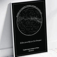 Personalizuotas žvaigždžių žemėlapis, plakatas su rėmeliu, Nežadėk man žvaigždžių iš dangaus, pažadėk į jas žiūrėti kartu  Poster -  dovanokis.lt
