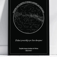 Personalizuotas žvaigždžių žemėlapis, plakatas su rėmeliu, Nežadėk man žvaigždžių iš dangaus, pažadėk į jas žiūrėti kartu  Poster -  dovanokis.lt
