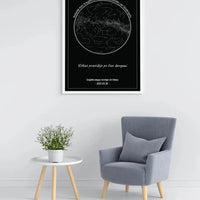 Personalizuotas žvaigždžių žemėlapis, plakatas su rėmeliu, Nežadėk man žvaigždžių iš dangaus, pažadėk į jas žiūrėti kartu  Poster -  dovanokis.lt