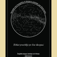 Personalizuotas žvaigždžių žemėlapis, plakatas su rėmeliu, Nežadėk man žvaigždžių iš dangaus, pažadėk į jas žiūrėti kartu  Poster -  dovanokis.lt